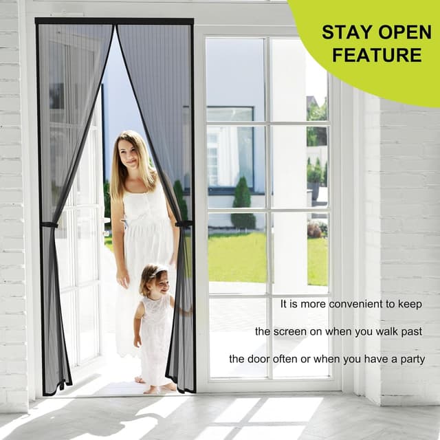 Detalle de Iduontis Magnetic Screen Door for 36 x 82 in Door Openings (Split Curtain, Hands-Free)