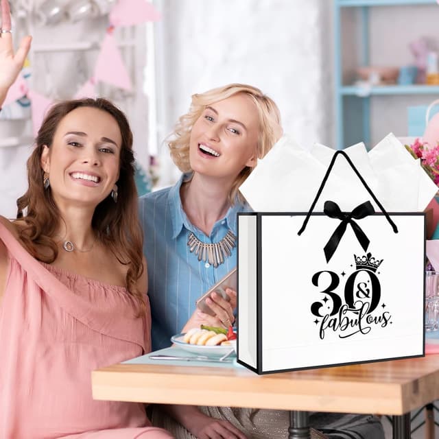 Detalle 2 de 30th Birthday Gift Bag with Tissue Paper and Card (28 x 10 x 20 cm) – Medium Unisex Party Gift Bag