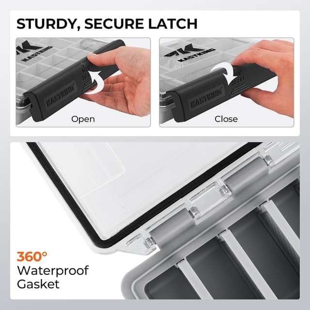 Detalle de KastKing HyperSeal Waterproof Tackle Box (3600/3700) with Removable Dividers