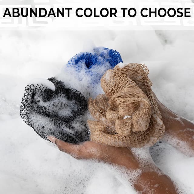 Detalle 2 de TCGPRO African Net Sponge Authentic exfoliating body scrubber with travel bag (Grey)