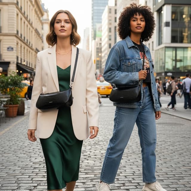 Detalle de Retro clutch tote bag L, PU croc pattern