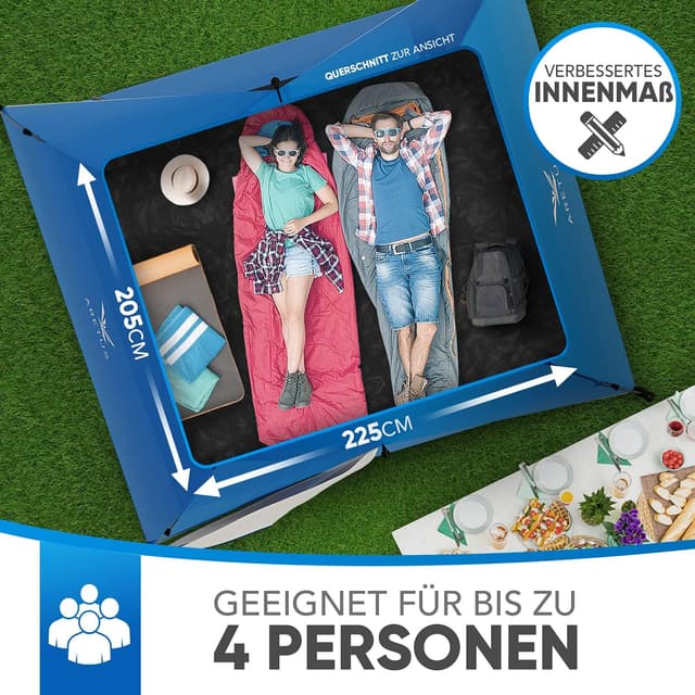 Thumbnail 6 de Aretus Wurfzelt für 2–4 Personen (Pop-up, Automatik) – wasserdicht & extra groß