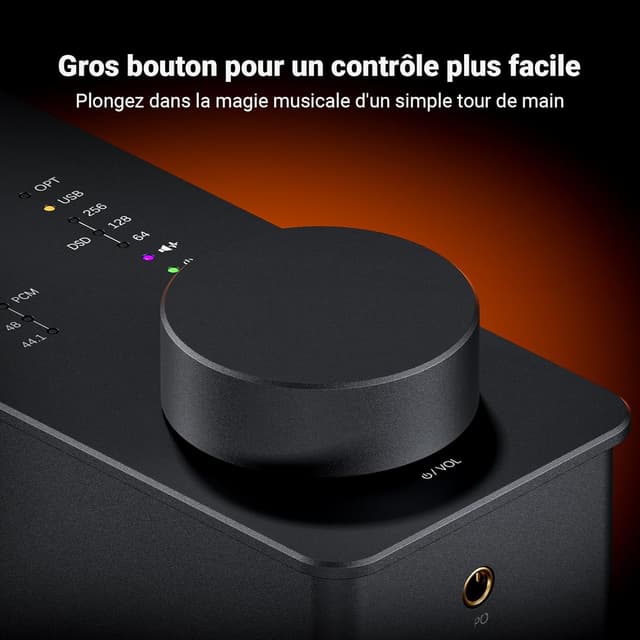 Detalle de Fosi Audio SK02 DAC USB-C vers AUX : convertisseur audio numérique/analogique et amplificateur casque 4,4 mm + 3,5 mm