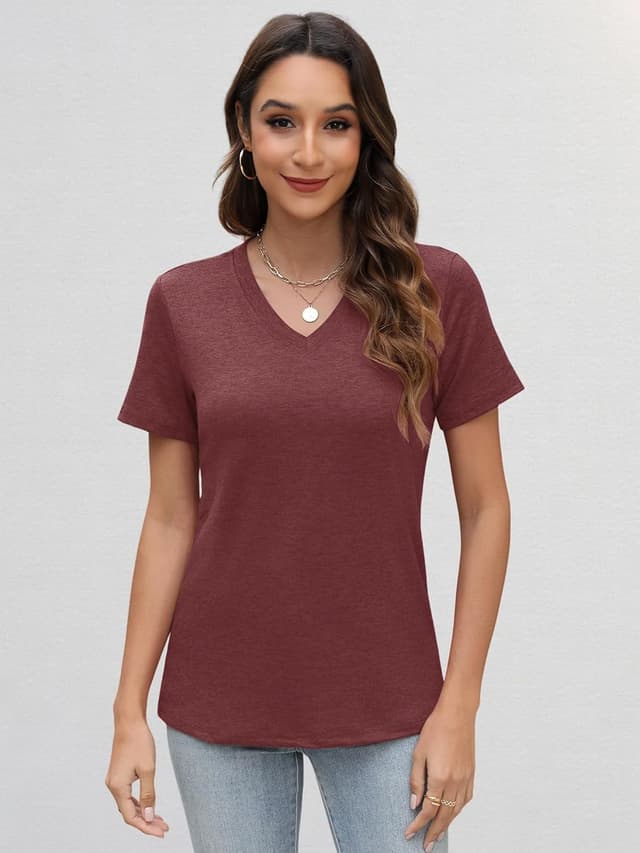 Detalle 2 de YGOODM Damen T-Shirt 3er Pack V-Ausschnitt