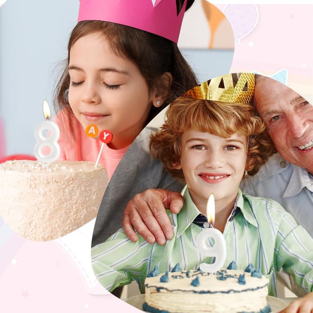 Detalle 2 de Hongplus Macaron White Number 8 Birthday Candle – Cake Topper for Girls’ 8th Birthday