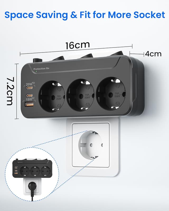 Thumbnail 6 de Presa Schuko multipla con USB 20 W