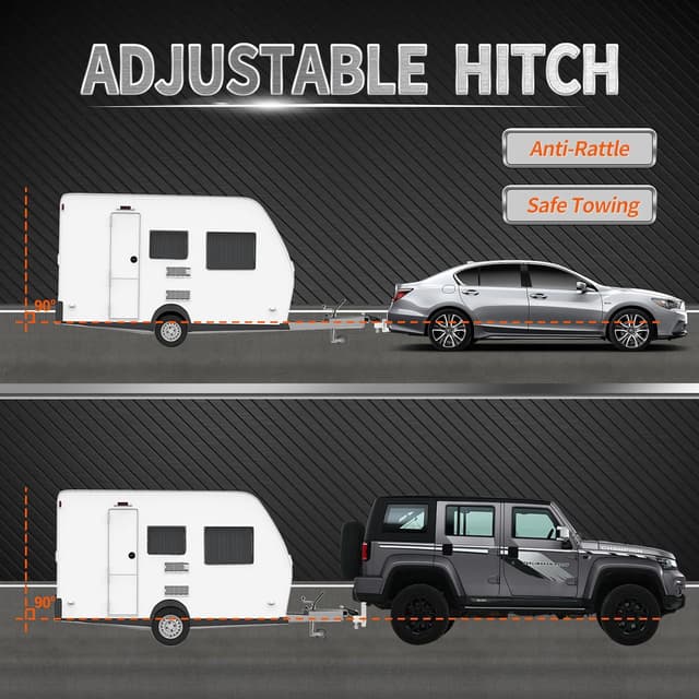 Thumbnail 6 de METOWARE Adjustable Trailer Hitch (Aluminum) for 2-Inch Receiver, 6-Inch Drop/Rise, Dual Ball, 14,000 lbs GTW