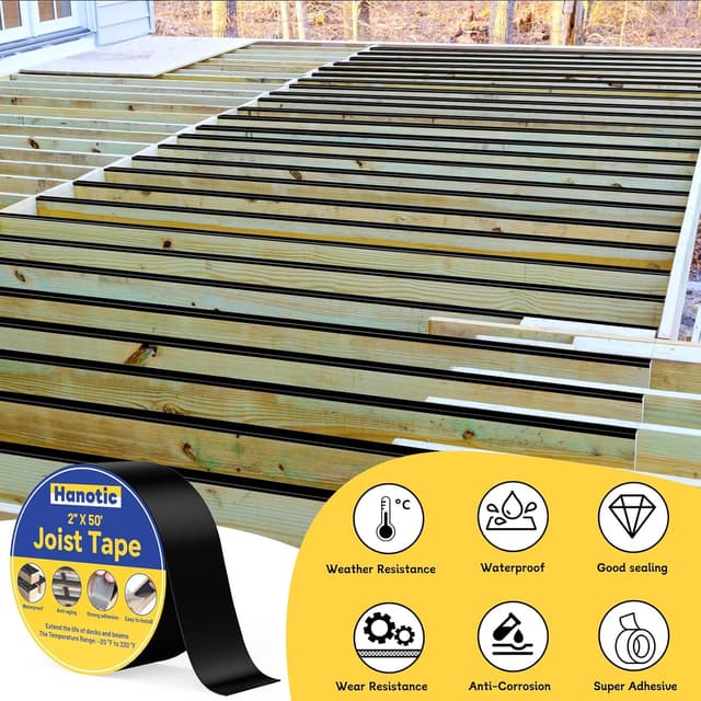 Detalle de Hanotic Decking Tape 50mm x 15.2m (2 rolls) butyl joist sealing tape