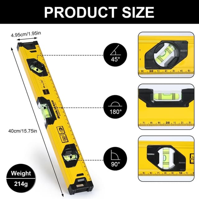 Detalle de Niveau à bulle magnétique Flintronic 400 mm avec 3 fioles (180°/90°/45°)
