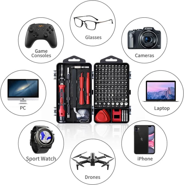 Detalle de Feinmechaniker Mini-Schraubendreher-Set Buvlizo 124 in 1 mit 103 Bits (PC, Laptop, iPhone & mehr)