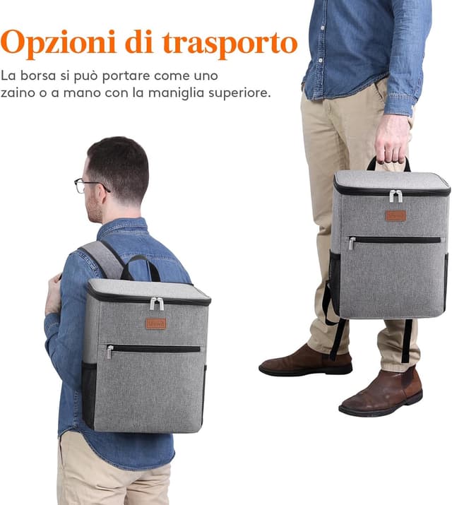 Thumbnail 6 de Lifewit Zaino Termico 24L (30 lattine) grigio: borsa frigo portatile per mare, spiaggia e viaggio