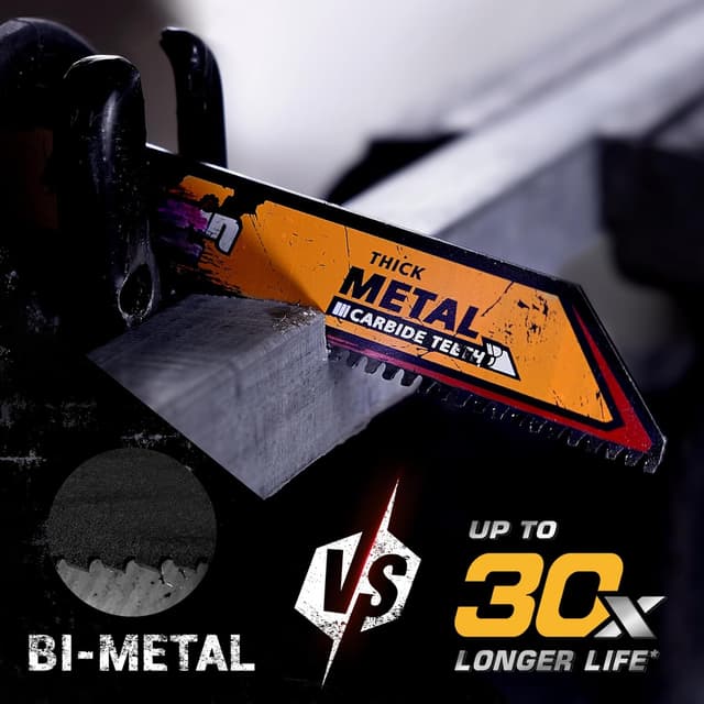 Thumbnail 6 de Lot de 3 lames de scie sabre HARDWIN Hardwin 150 mm (6") 8 TPI carbure – pour métal épais, fonte et inox, emmanchement 1/2