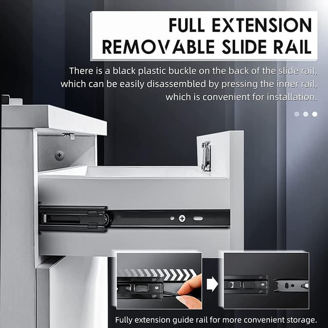 Detalle de AOLISHENG 5 Pairs Soft Close Drawer Runners (Side Mount, 400mm, 45kg) – Full Extension Ball Bearing Slides