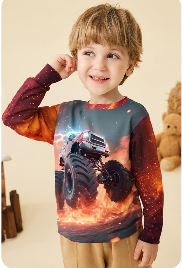 Detalle 2 de DHASIUE Jungen Langarmshirt Monster Truck Gr.104