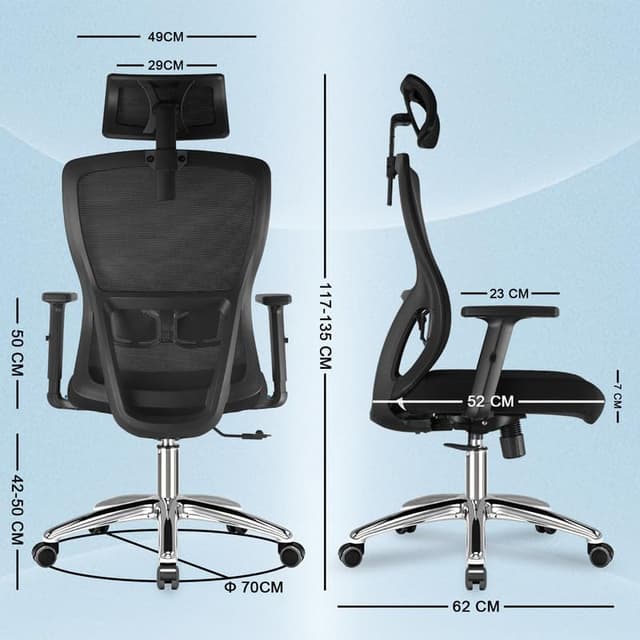 Detalle 1 de Silla Ergonomica con Reposacabezas y Soporte Lumbar