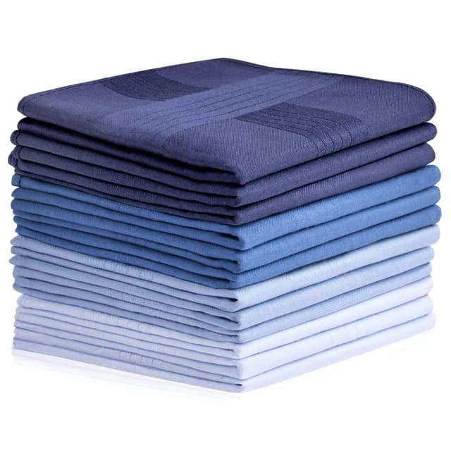 Detalle de Aomig Stoff-Taschentücher für Herren (12er-Pack) aus Baumwolle, 40 x 40 cm – klassische Handkerchiefs