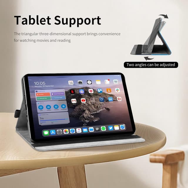 Detalle 2 de AsWant Hülle für Samsung Galaxy Tab A11 8,7" (2025) / Galaxy Tab A9 8,7" (2023) mit Standfunktion, Tricolor und Kartenfächern (Gray)