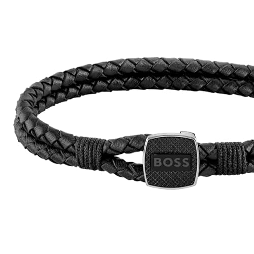 Detalle 2 de BOSS Jewelry Pulsera SEAL para hombre, Black 💍
