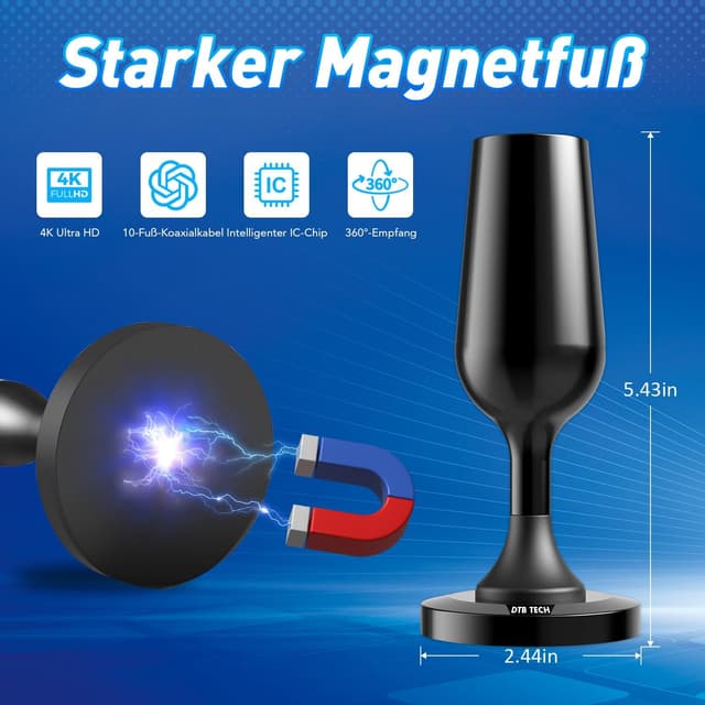 Detalle 2 de DVBT2 Zimmerantenne mit 360° Empfang, 2,5 m Kabel