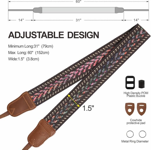 Detalle 2 de Padwa Speed Gray Camera Strap 1.5 inch