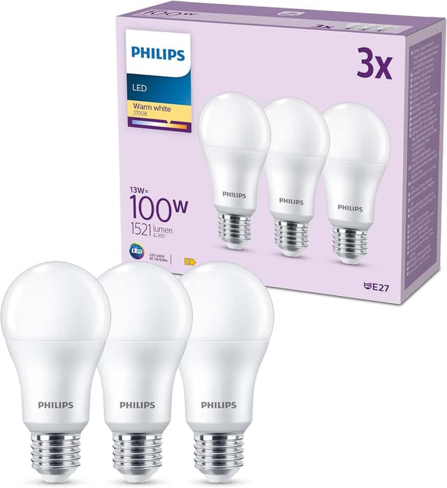 Detalle de Philips - Pack de 3 Bombillas LED A60 13W 🌟