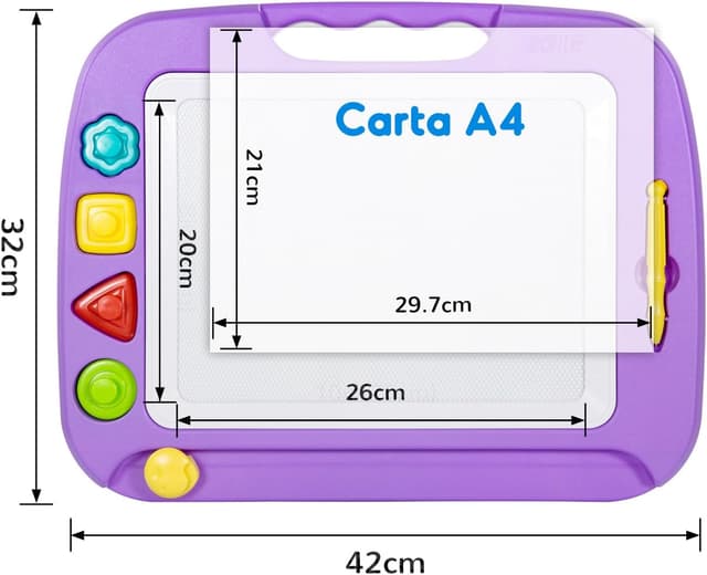 Detalle de SGILE Grande Lavagna Magnetica per Bambini (42 x 32 cm) viola, cancellabile con disegno per 2-4 anni