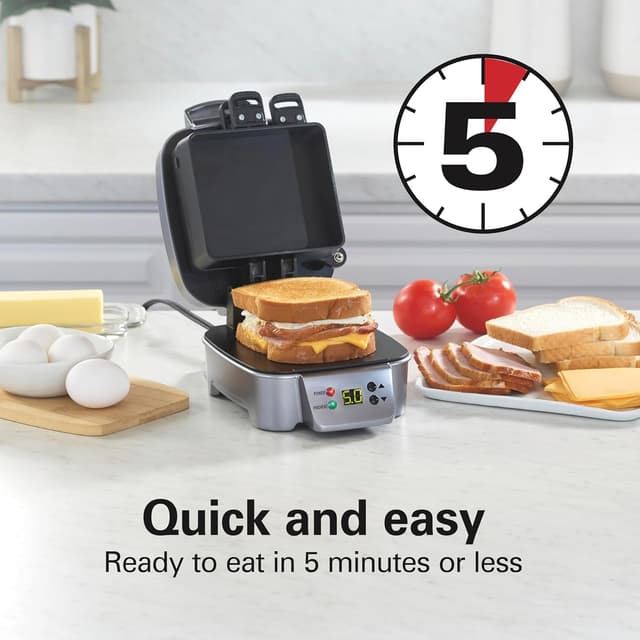 Detalle 2 de Hamilton Beach Sandwich Stacker Customizable Hot Sandwich Maker (25471) with Built-In Timer