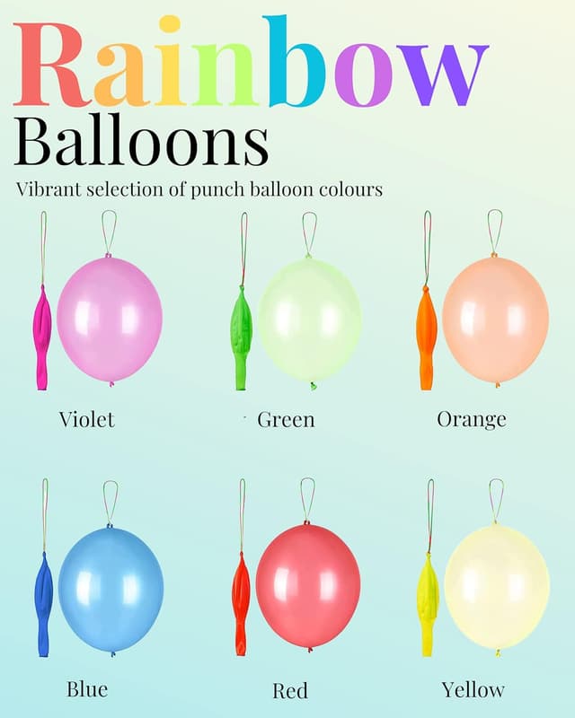Detalle 2 de 25 Large Punch Balloons for Kids Party Bag Fillers (12 Inch, Assorted Colours)