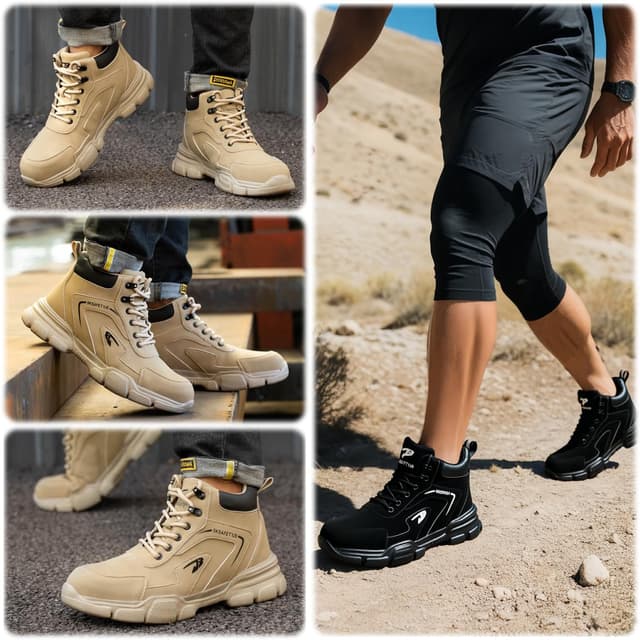 Detalle 2 de ZSDZSZ steel toe cap waterproof safety boots – lightweight non-slip work trainers