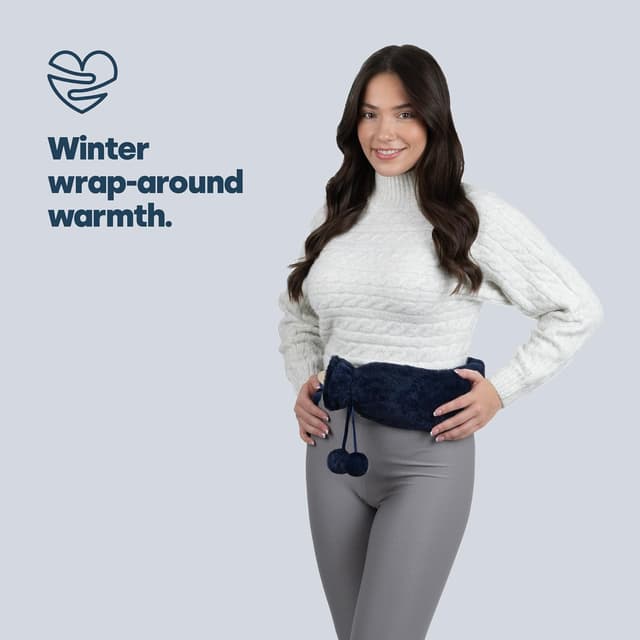 Detalle 2 de LIVIVO 2L Extra Long Hot Water Bottle with Cover (Navy) – Large Winter Hot Water Bag with Removable Cover