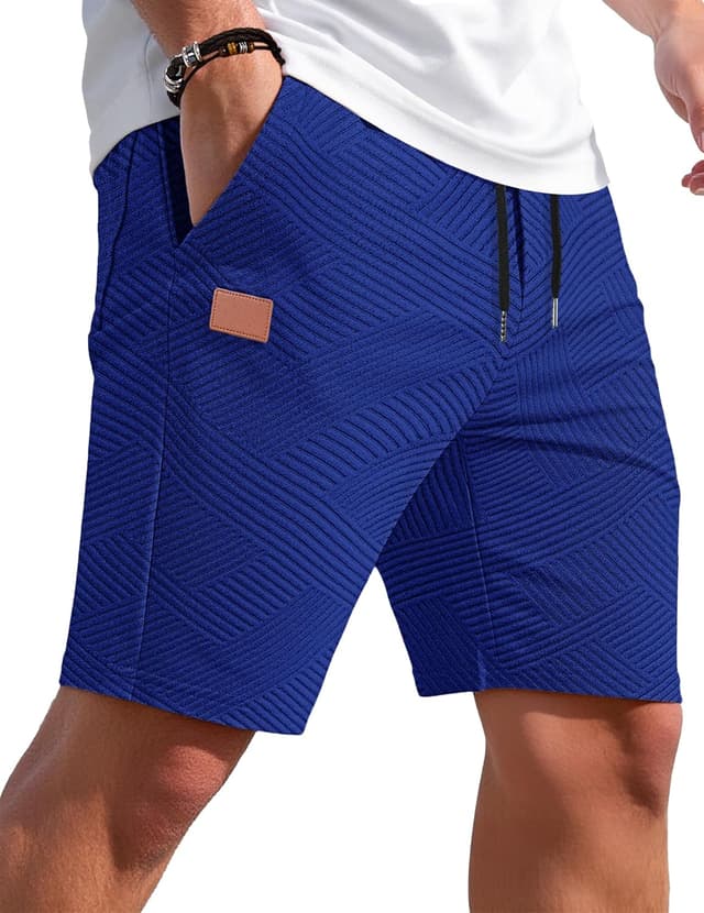 Detalle 2 de TARAINYA Textur kurze Herren-Shorts mit Taschen, Kordelzug und Stretch