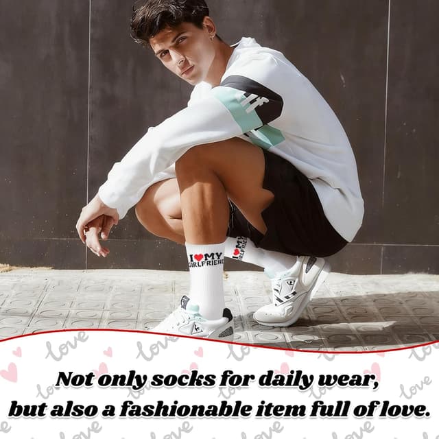 Thumbnail 6 de QBEJIME Boyfriend Gifts: 2 Pairs “I Love My Girlfriend” Socks (funny valentines & birthday present for him)