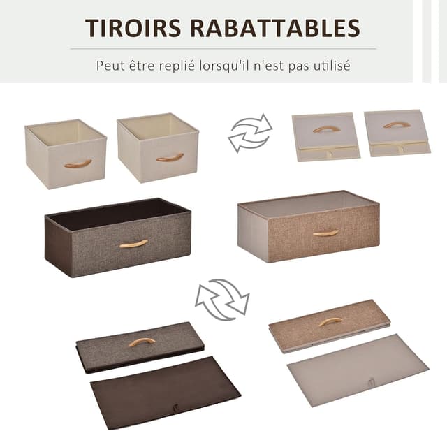 Detalle 2 de HOMCOM Commode 4 tiroirs Lin MDF métal