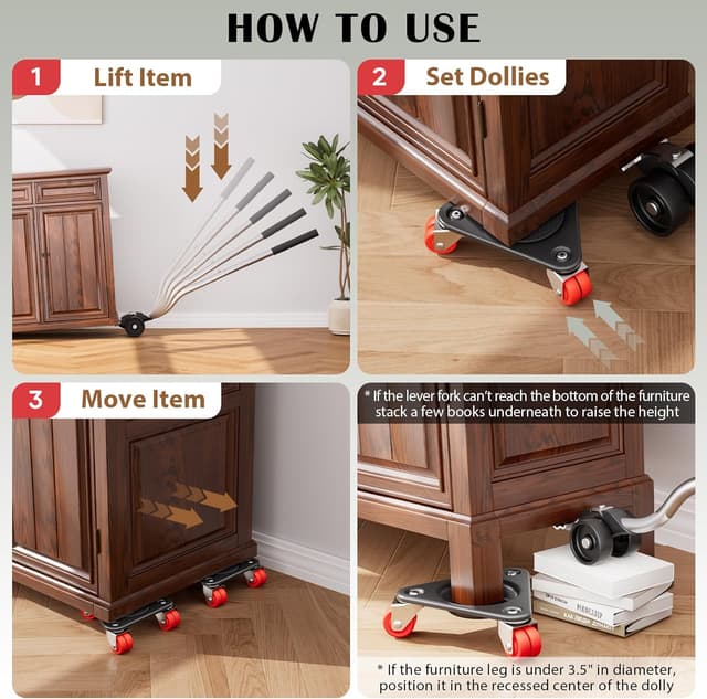 Detalle 1 de ONEON Möbeltransportrollen Set 600 kg