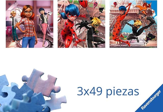 Detalle 2 de Ravensburger Puzzles Miraculous 3×49 piezas 🧩