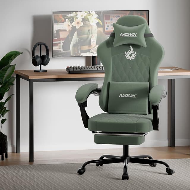 Detalle 2 de NIONIK Gaming Stuhl für Ergonomie grün