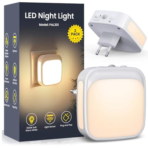 Detalle de PALATALA luz nocturna infantil con sensor crepuscular y enchufe (2 piezas) regulable 3000K