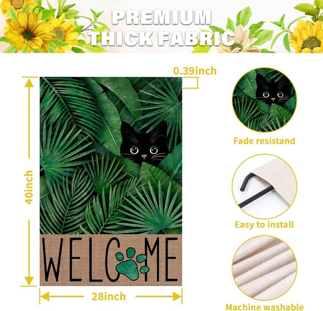 Thumbnail 5 de FUYUCHEN Welcome Summer Burlap House Flag 28x40 in 🏡