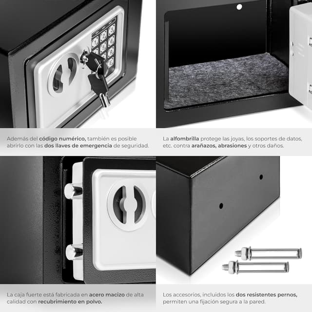 Thumbnail 4 de tectake® Caja fuerte pequeña 23 x 17 x 17 cm