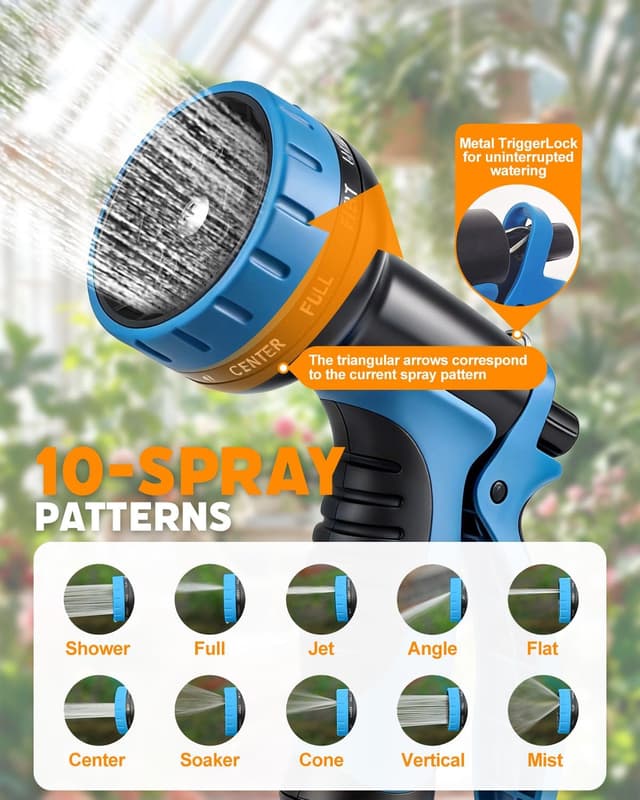 Detalle de Evviee 100FT Expandable Garden Hose Pipe with 10-Pattern Spray Nozzle
