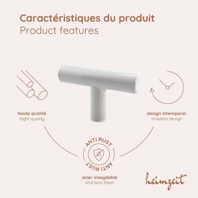 Detalle de heimzeit Poignées de placard inox 12 pièces