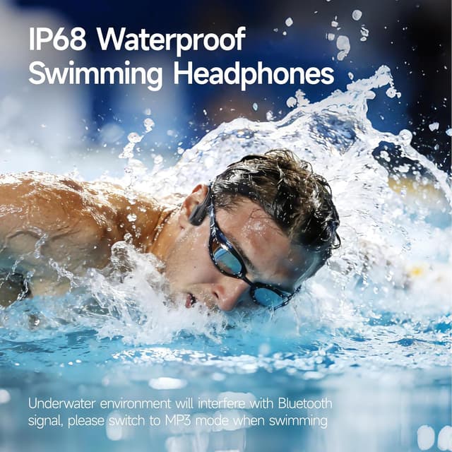 Detalle de Esonstyle Swimming Headphones Bluetooth 6.0 with 8GB MP3 & IP68 (Open-ear bone conduction)