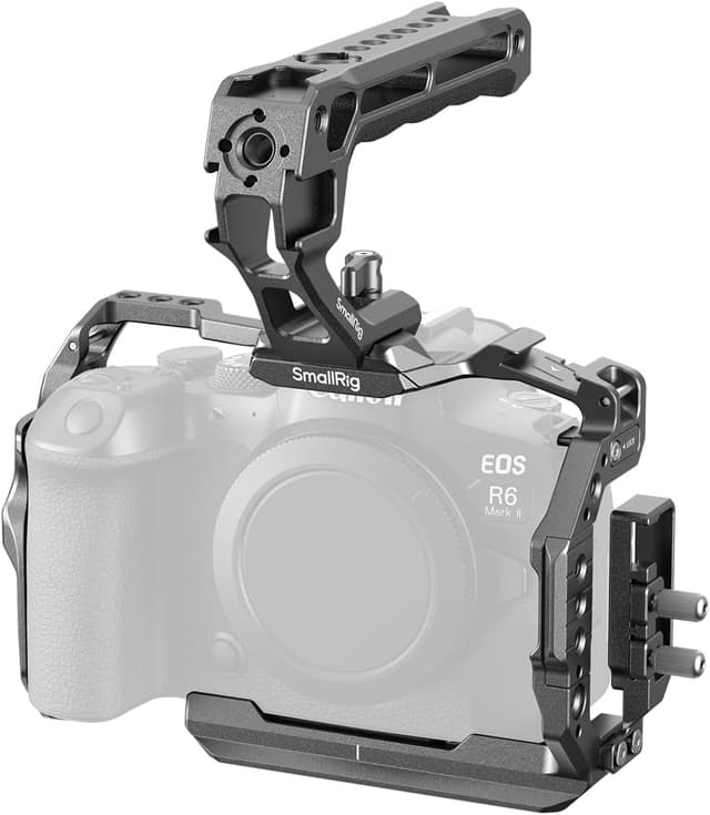 Detalle de SMALLRIG R6 II Kamerakäfig-Kit für Canon R6 Mark II (kompletter Käfig, oberer Griff, Cold Shoes, NATO-Schienen) – 5197