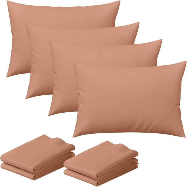 Detalle de CHCOMFORT CHComfort Pillow Cases 4 Pack (50 x 75 cm) – Ultra Soft Brushed Microfibre Covers in Brick Brown