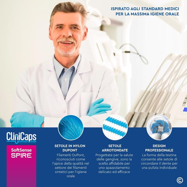 Detalle 2 de 12 testine morbide CliniCaps SoftSense Spire per spazzolino elettrico compatibile Oral-B