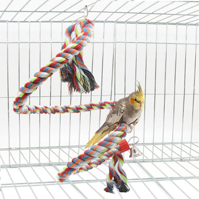 Detalle de JVHLOV 160cm Bird Standing Climbing Toy with Parrot Spiral Rope Swing