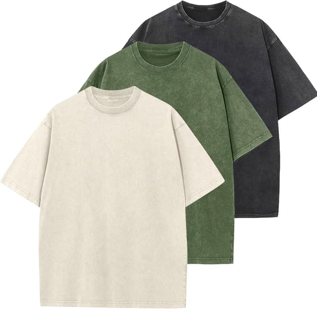 Detalle de Men's Cotton T-Shirts Oversized Unisex Short Sleeve Loose Basic Tee (Heavy Cotton, Mineral Wash)