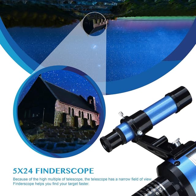 Detalle de AOMEKIE telescopio astronomico 70 mm con lunghezza focale 400 mm, oculari K6/K25 e supporto telefono