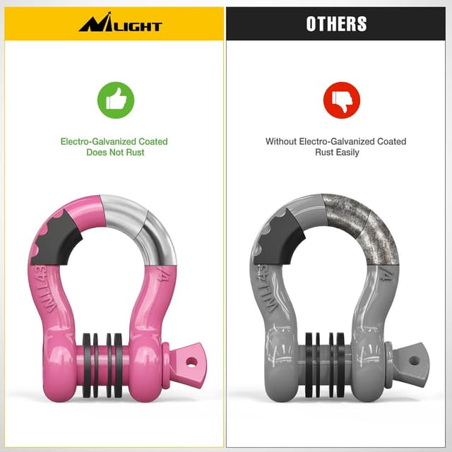 Detalle de Nilight 2-Pack 3/4 in D-Ring Shackle with 7/8 in Screw Pin (41,887 lbs) for Off-Road Recovery