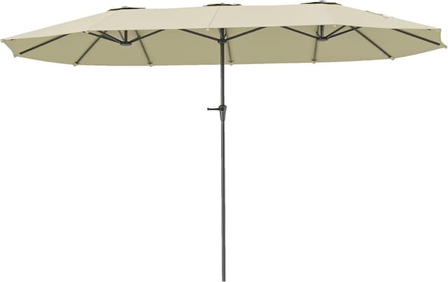 Detalle de Outsunny parasol double rectangulaire 4 x 2,2 m avec manivelle et toile 180 g/m² (UPF30+)